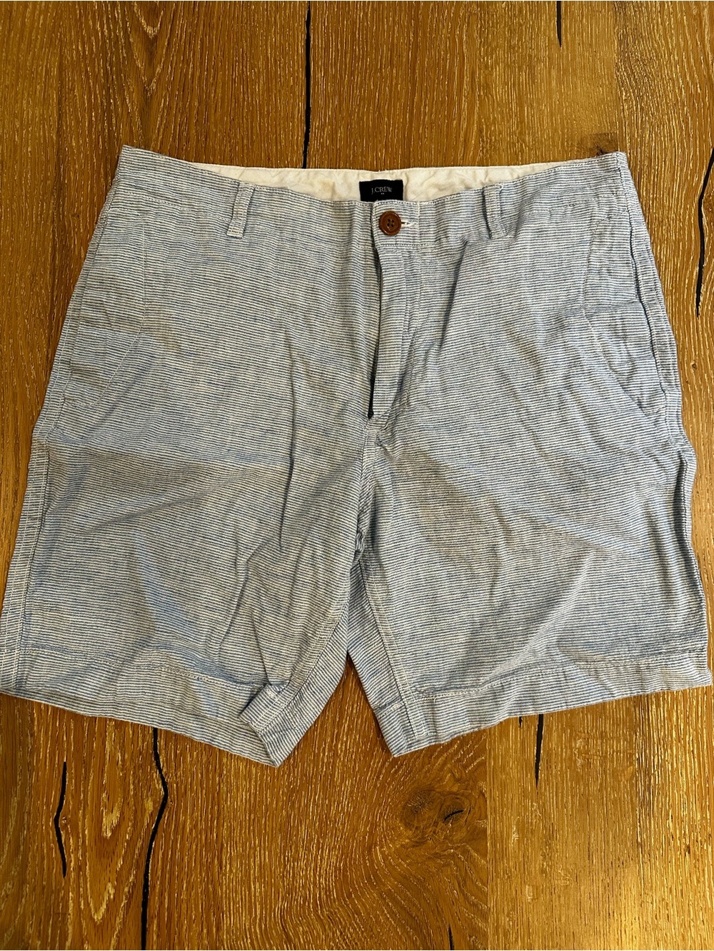 J. Crew Light Blue Micro-Striped Men's Flat Front Shorts